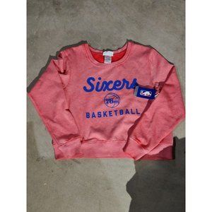 NBA Official Philadelphia Sixers Basketball Salmon Cropped Sweatshirt NWT (L)